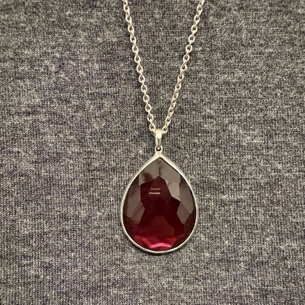 Large Ippolita Cranberry Colored MOP Teardrop Necklace - Picture 4 of 11